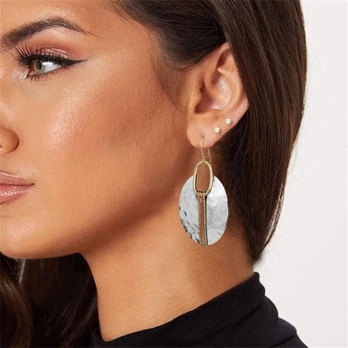 Boho Chic Handmade Hollow Shield Shape with Hammered Drop Earrings for Women Vintage Statement Antique Ethnic Earrings Vintage Gold Silver Plated Hollow Earrings Jewelry Gifts